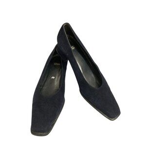 Stuart Weitzman Size 7.5 Black Suede Square Toe Women's Pumps shoes